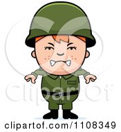 Clipart Angry Red Haired Army Boy Over A Blank Banner Royalty Free Vector Illustration