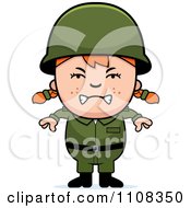 Clipart Angry Red Haired Army Girl Royalty Free Vector Illustration