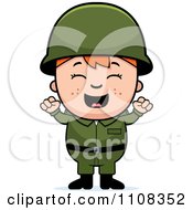 Poster, Art Print Of Happy Red Haired Army Boy Cheering