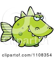 Clipart Sly Green Dino Fish Royalty Free Vector Illustration
