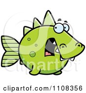 Poster, Art Print Of Scared Green Dino Fish