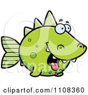 Poster, Art Print Of Hungry Green Dino Fish