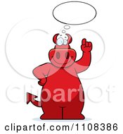 Poster, Art Print Of Big Red Devil Talking About An Idea