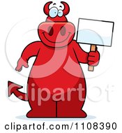 Poster, Art Print Of Big Red Devil Holding A Sign