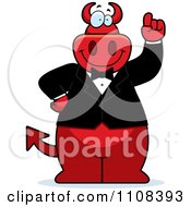 Poster, Art Print Of Clipart Big Red Devil With An Idea Wearing A Tux- Royalty Free Vector Illustration