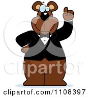 Poster, Art Print Of Bear Wearing A Tux And Holding Up An Idea Finger
