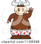Poster, Art Print Of Happy Bull Wearing Boxes And Waving