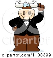 Poster, Art Print Of Bull Wearing A Tux And Holding Up An Idea Finger