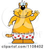 Poster, Art Print Of Ginger Cat Waving And Wearing Boxers