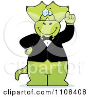 Clipart Triceratops With An Idea Wearing A Tuxedo Royalty Free Vector Illustration