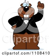 Clipart Gopher With An Idea Wearing A Tuxedo Royalty Free Vector Illustration
