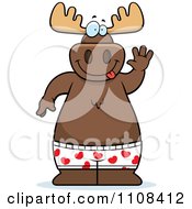 Poster, Art Print Of Happy Moose Waving And Wearing Boxers