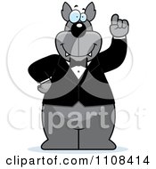 Clipart Wolf With An Idea Wearing A Tuxedo Royalty Free Vector Illustration