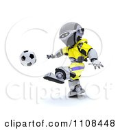 3d Ukrainian Robot Playing Soccer