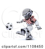 Clipart 3d Croatian Robot Playing Soccer Royalty Free CGI Illustration