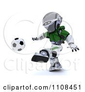 Clipart 3d Irish Robot Playing Soccer Royalty Free CGI Illustration