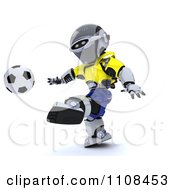 Clipart 3d Swedish Robot Playing Soccer Royalty Free CGI Illustration