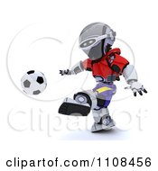 3d Spanish Robot Playing Soccer