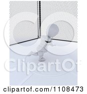 3d White Character Discus Thrower In A Cage 1