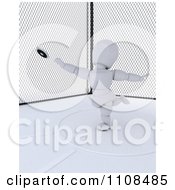 3d White Character Discus Thrower In A Cage 2