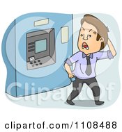 Angry Man Walking Away From An Atm Bank Machine