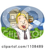 Clipart Businessman Leaning Back And Day Dreaming Of Being Rich Royalty Free Vector Illustration