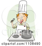 Clipart Disgusted Chef Tasting Food Over Green Royalty Free Vector Illustration