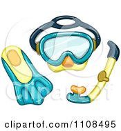 Clipart Snorkel Mask Pipe And Fin Royalty Free Vector Illustration