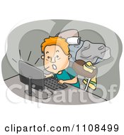 Clipart Online Gamer Addict Playing On The Computer Over Gray Royalty Free Vector Illustration