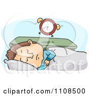 Poster, Art Print Of Tired Man Sleeping In And Ignoring His Alarm Clock