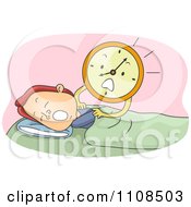 Poster, Art Print Of Stressed Alarm Clock Shaking A Sleeping Man