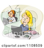Clipart Woman Getting Frusted By Her Neighboring Colleague Royalty Free Vector Illustration
