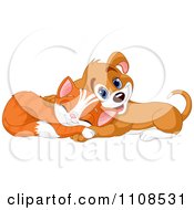 Clipart Cute Ginger Cat And Beagle Puppy Cuddling And Taking A Nap Royalty Free Vector Illustration