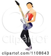 Clipart Rock Musician Woman Playing An Electric Guitar Royalty Free Vector Illustration by leonid