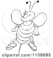 Poster, Art Print Of Outlined Angry Bee Ready To Attack With A Stinger