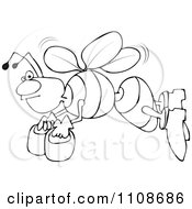 Clipart Outlined Angry Bee Flying With Honey Buckets Royalty Free Vector Illustration