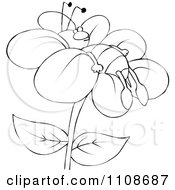Poster, Art Print Of Outlined Bee Resting On A Flower