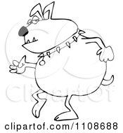 Clipart Outlined Bulldog Walking Upright Royalty Free Vector Illustration
