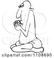Poster, Art Print Of Outlined Swami Man Kneeling In Prayer