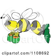 Poster, Art Print Of Angry Bee Flying With Honey Buckets