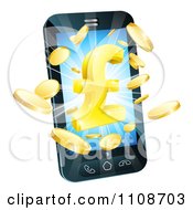 3d Cell Phone With Gold Coins And A Pound Symbol Bursting From The Screen