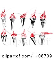 Clipart Burning Red Torches 3 Royalty Free Vector Illustration