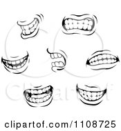 Clipart Black And White Expressional Mouths Royalty Free Vector Illustration