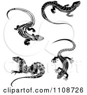 Poster, Art Print Of Black And White Tribal Lizards