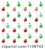 Seamless Red And Green Apple Background Pattern And Reflections