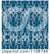 Poster, Art Print Of Seamless Blue Floral Swirl Background Pattern