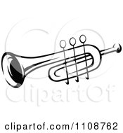 Poster, Art Print Of Black And White Trumpet Musical Instrument