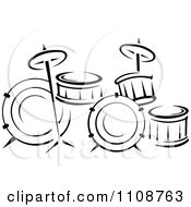 Poster, Art Print Of Black And White Drum Set Musical Instrument