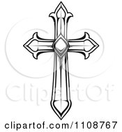 Clipart Black And White Heraldic Cross Royalty Free Vector Illustration
