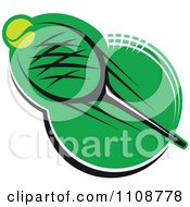 Clipart Tennis Ball And Racket Over Green 3 Royalty Free Vector Illustration